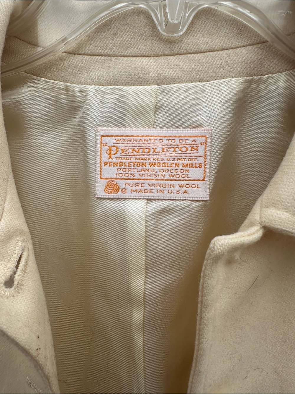 Pendleton Cream Virgin Wool Pea Coat
